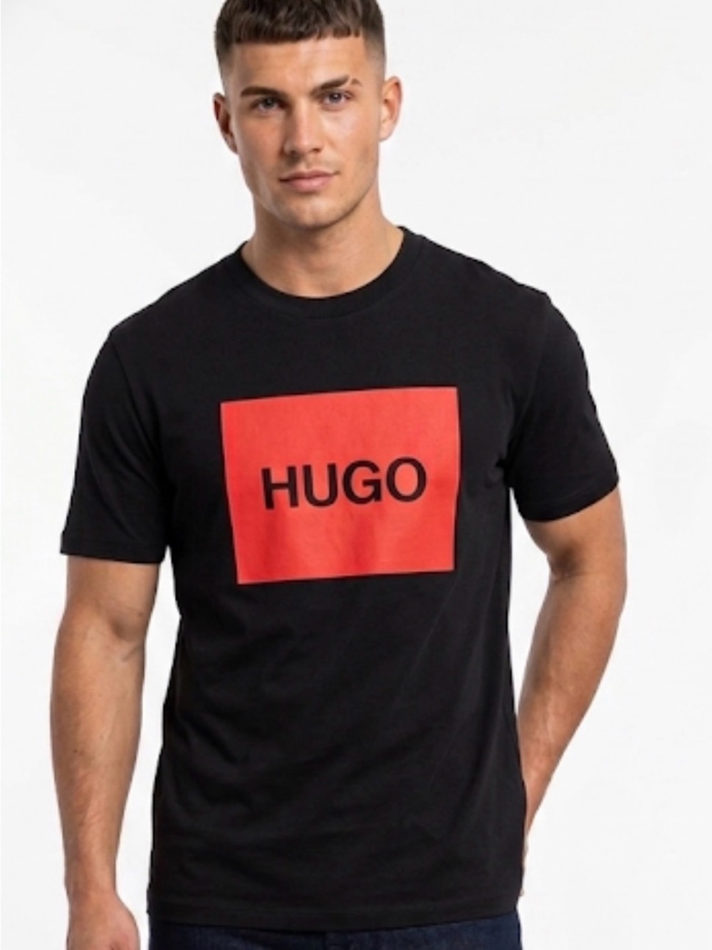 HUGO BY HUGO BOSS | BLACK TEE WITH LARGE RED LOGO